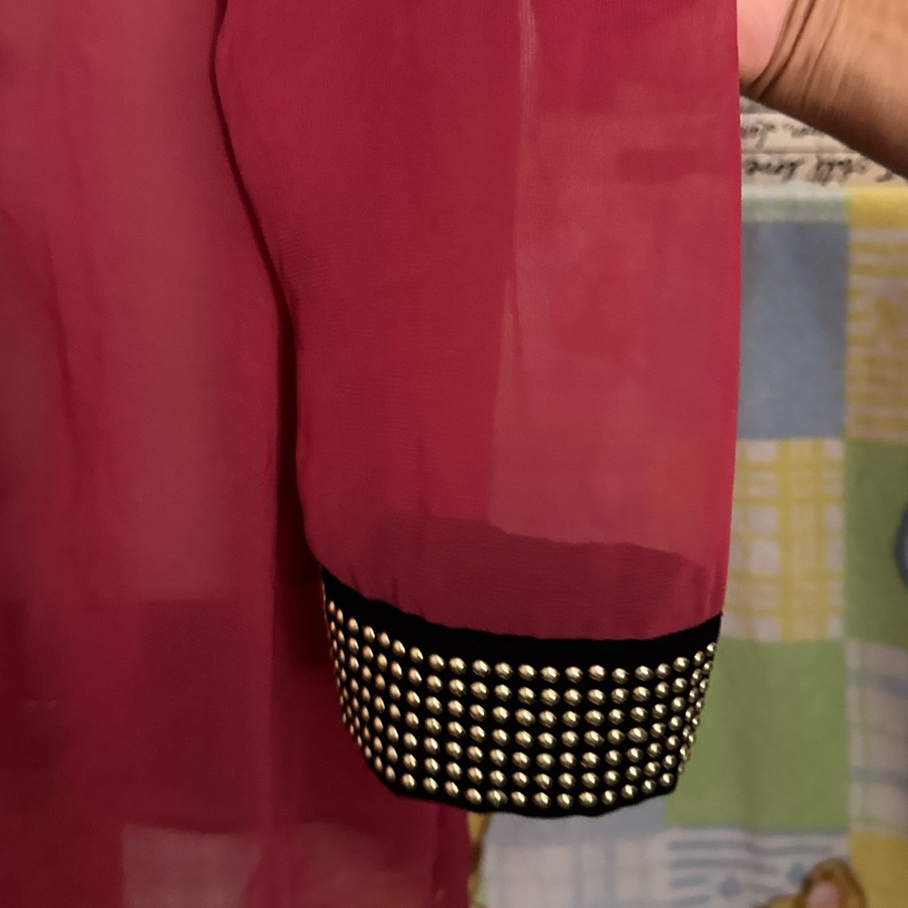 Red sheer blouse - Picture 2 of 7
